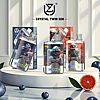 Display of Crystal Twin 50K vape devices with 50,000 puffs featuring colorful space-themed designs and packaged boxes in a bright setting with fruit accents.