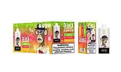 Packaging for Bang King disposable vape featuring a stylized monkey illustration and text detailing three flavors: Ice Tea Lemon Ice, Lychee Ice, and Mango On Ice, with a warning label about nicotine addiction and product specifications.